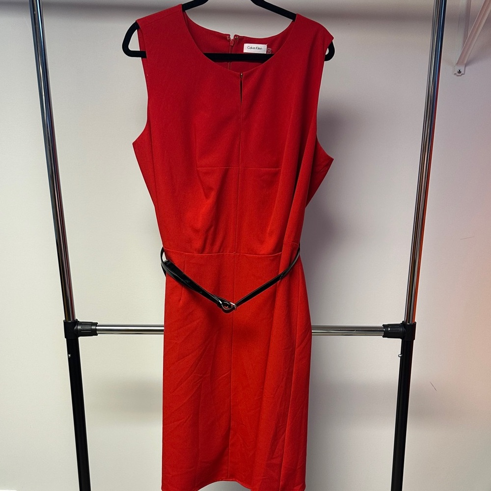 Calvin Klein Vibrant Red Midi Dress